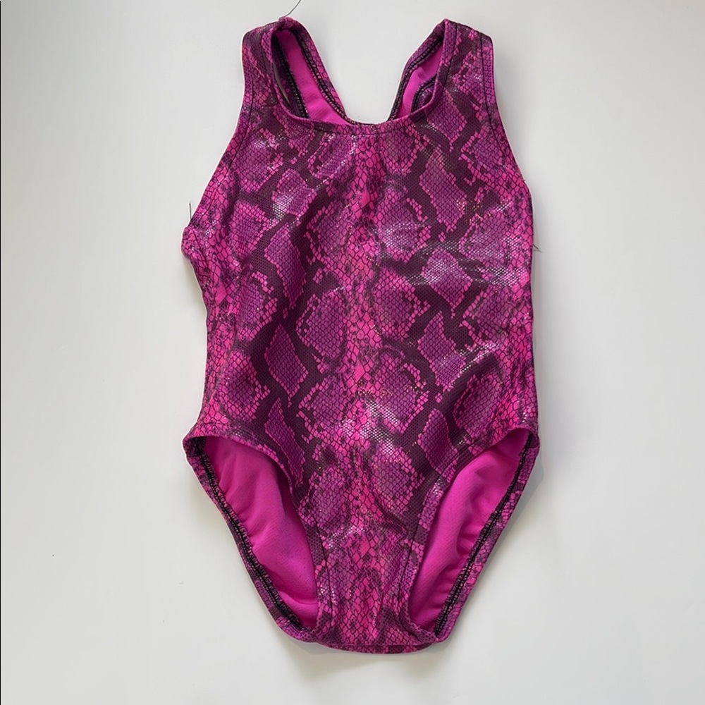 Backflips Pink Snakeskin Print Swimsuit Size 4 Kids
